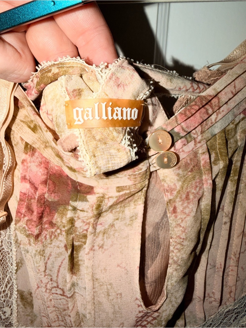 Vintage Galliano Beige Floral Lace Trim Chemise - Picture 3 of 9